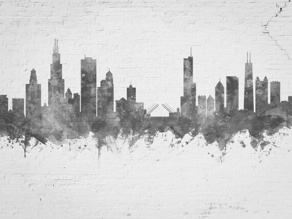Aquarell-Skyline, Chicago