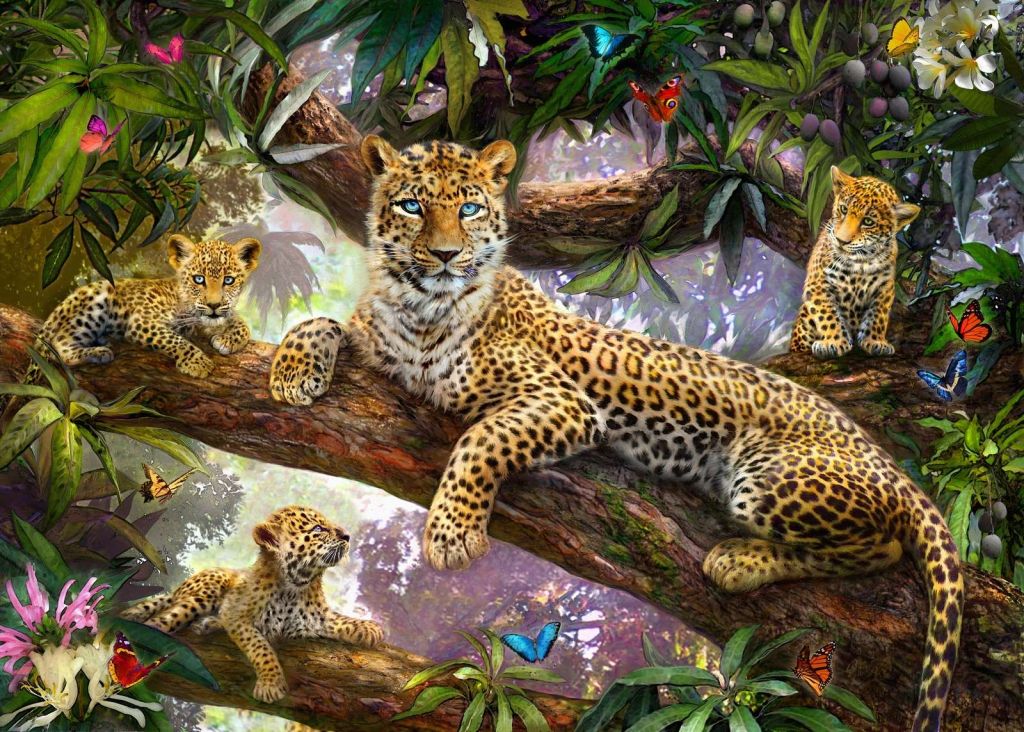 Tree Top Leopard Family